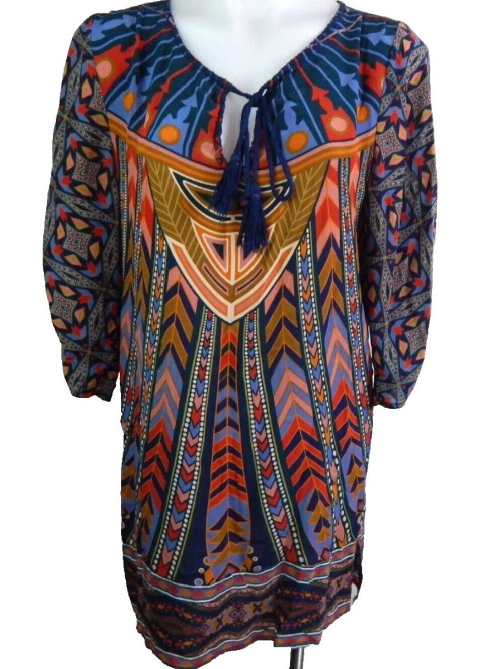 Tolani Silk Geometric Tunic Dress